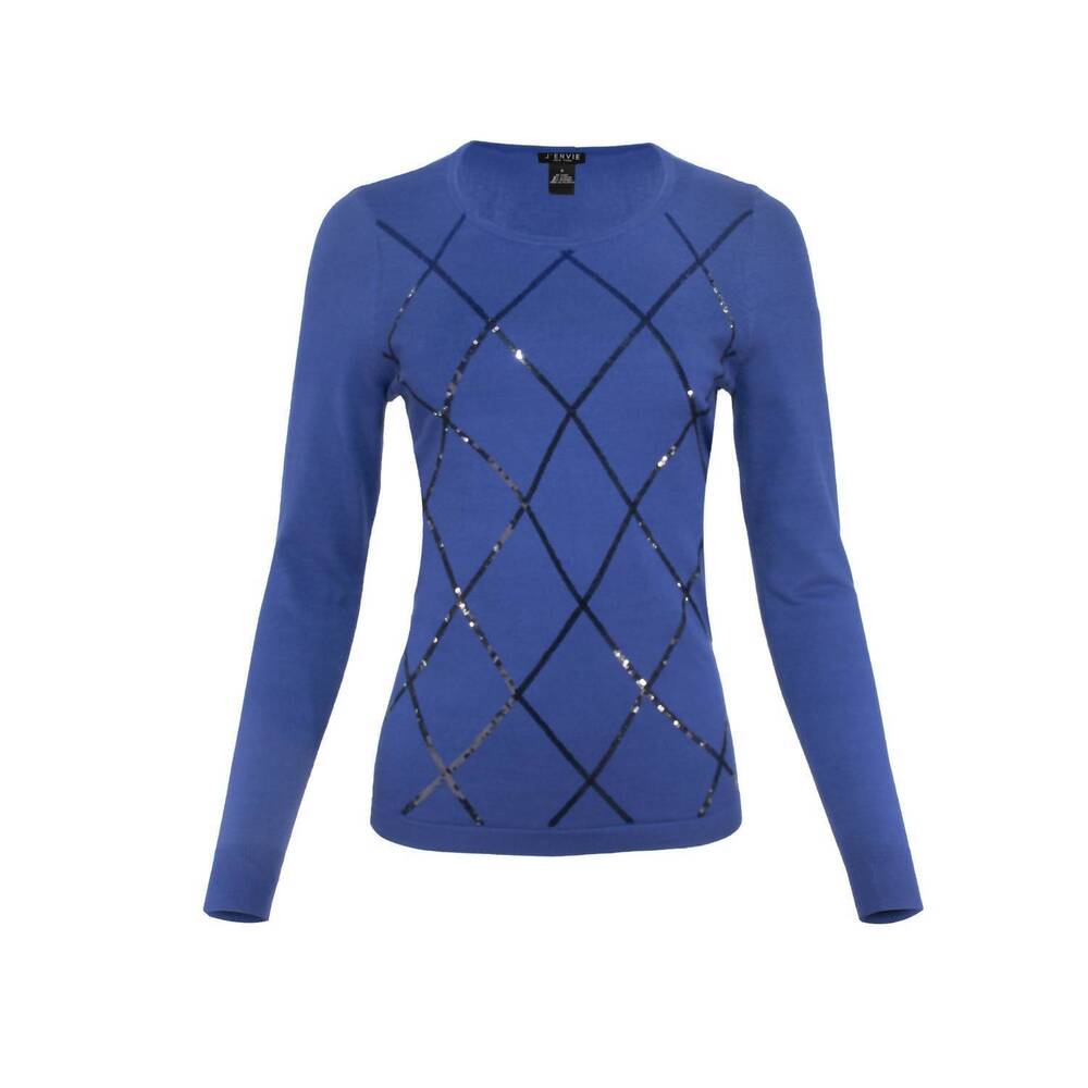 NEW J'ENVIE/ELI women's mayfair argyle sweater in ink